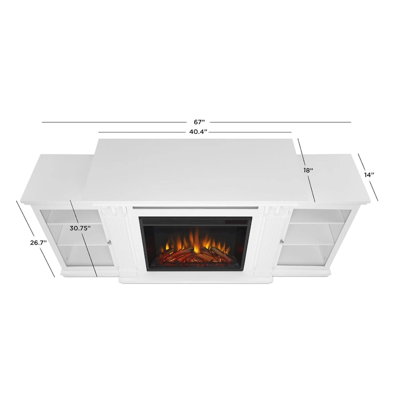 Calie 67  Electric TV Stand Fireplace in White by Real Flame