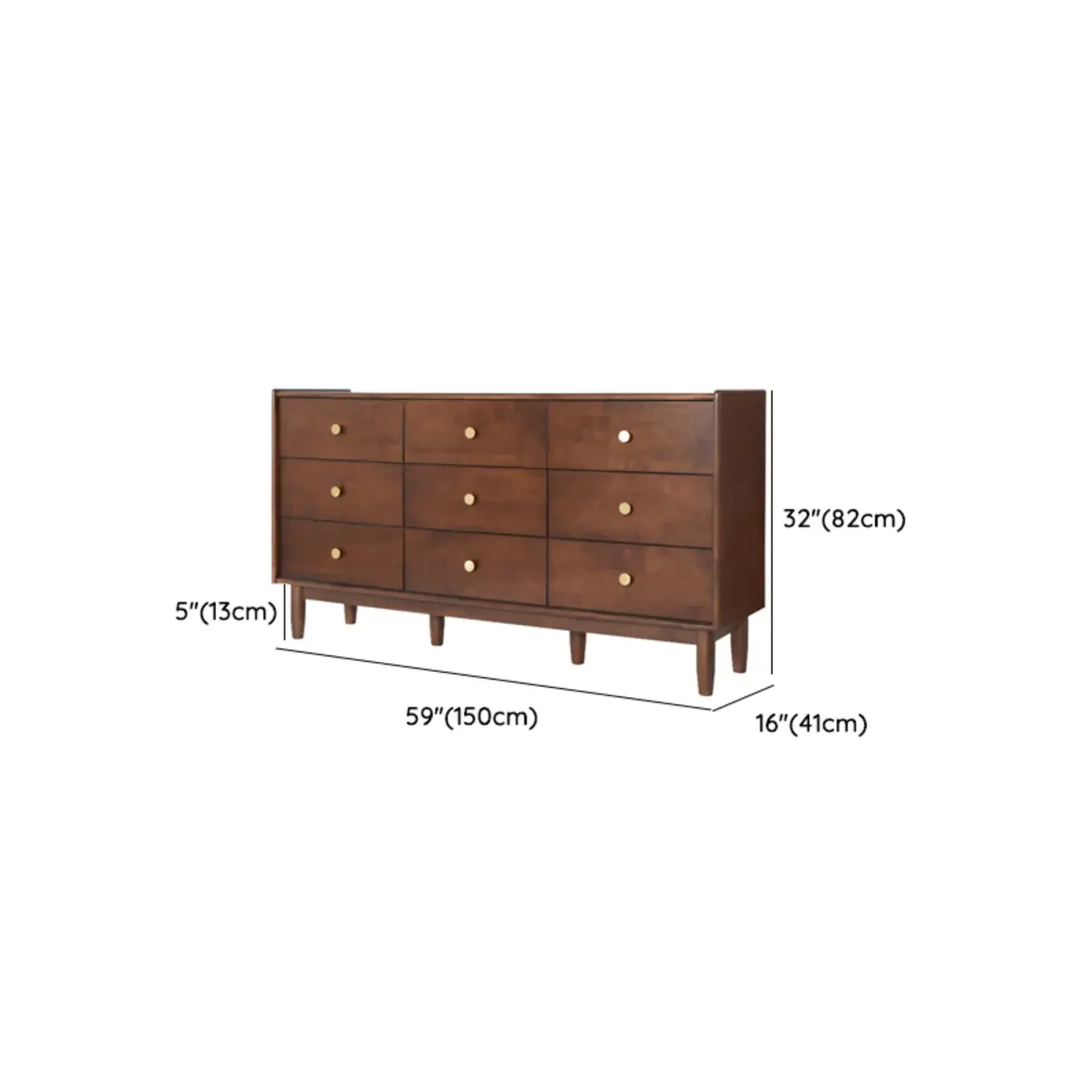Traditional Brown Wooden Dresser with 6-Soft Closing Drawers