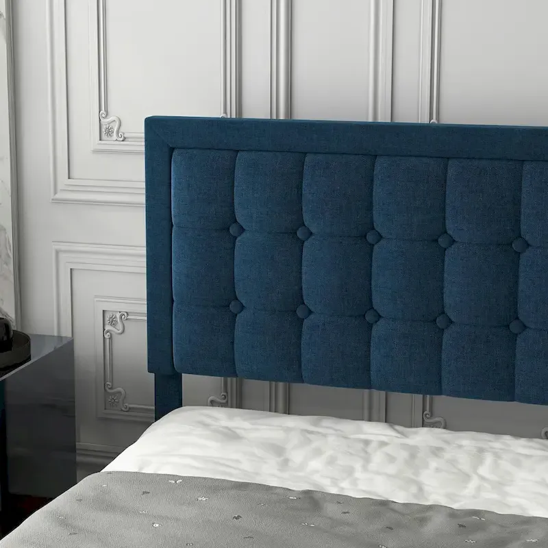 Adjustable Bed Frame with Upholstered Button Tufted Headboard