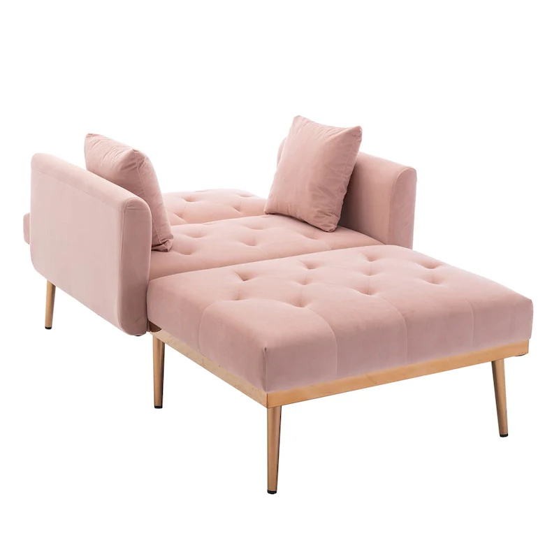 Pink 62.2 Upholstered Chaise Lounge Chair with Iron Legs