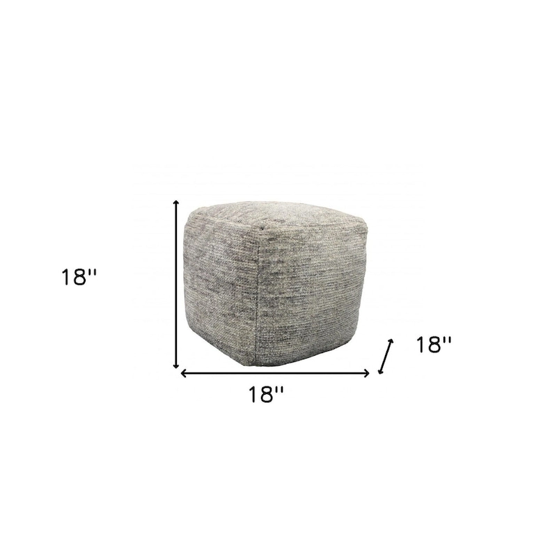 HomeRoots 18 Gray Wool Cube Pouf Ottoman