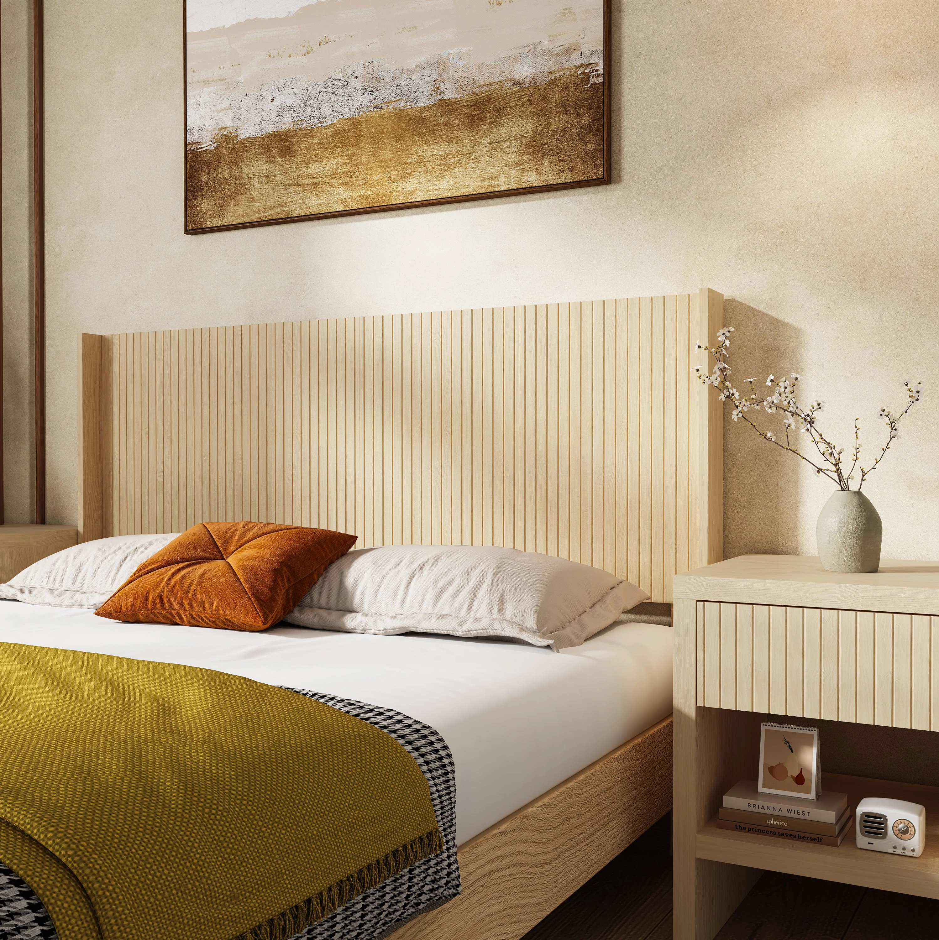 Walker Edison | Fluted Design Modern Farmhouse King Headboard Only