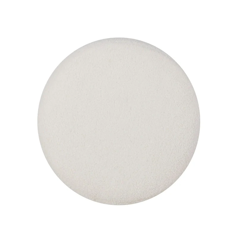 Hawley White Round Sherpa Ottoman