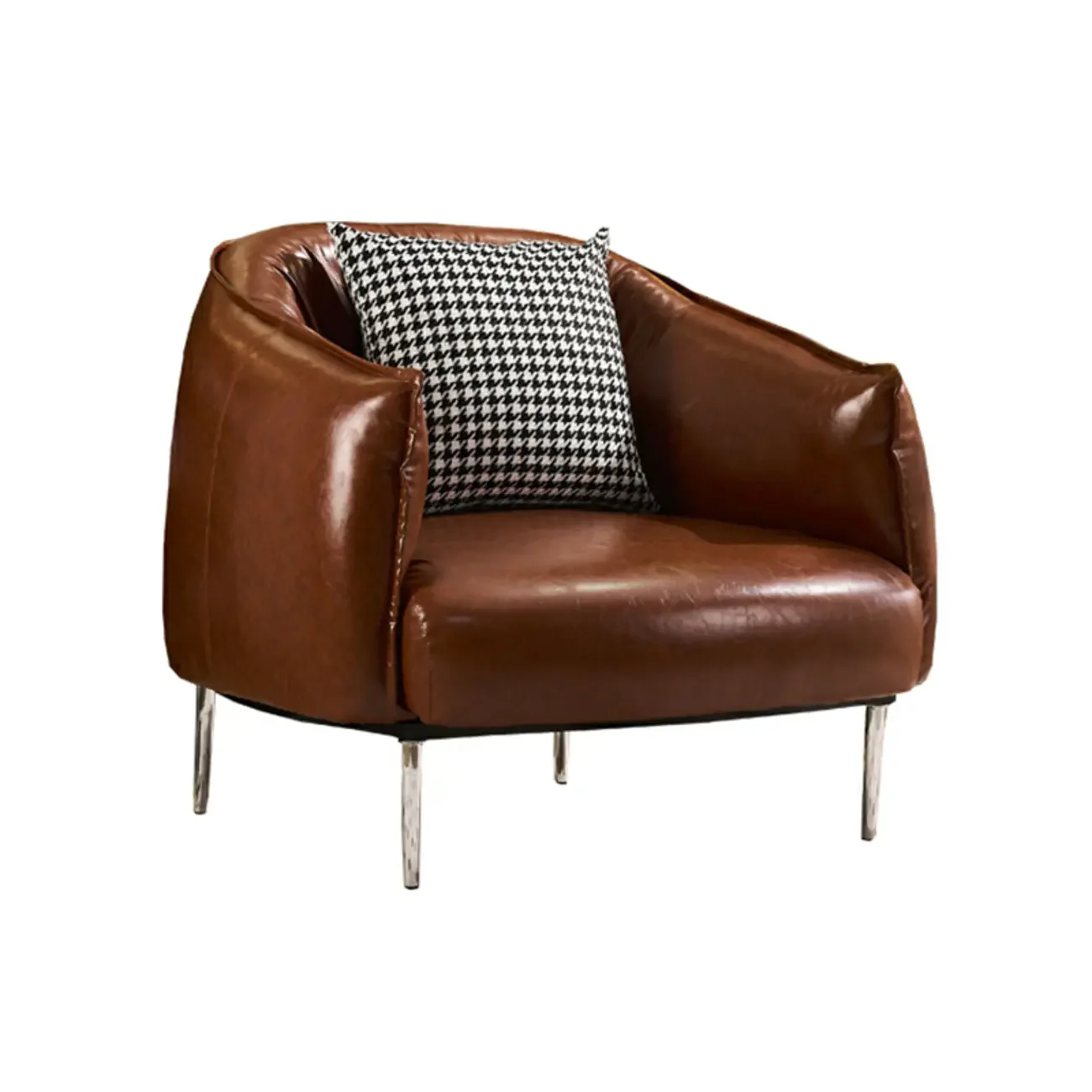Modern Oversized Leather Barrel Accent Chair Living Room