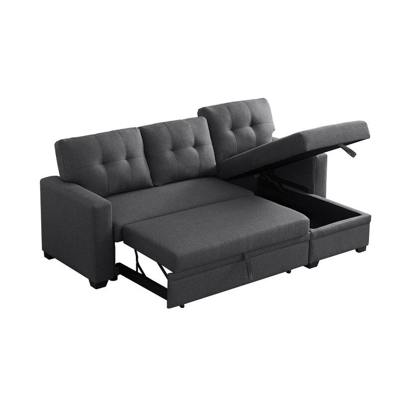 Upholstered Pull out Sectional Sofa with Chaise