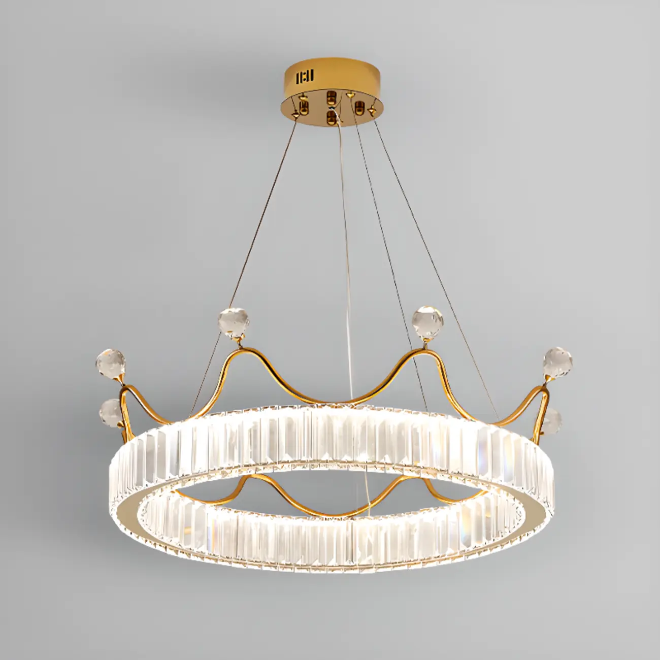 Elegant LED Golden Crown Shape Crystal Chandelier