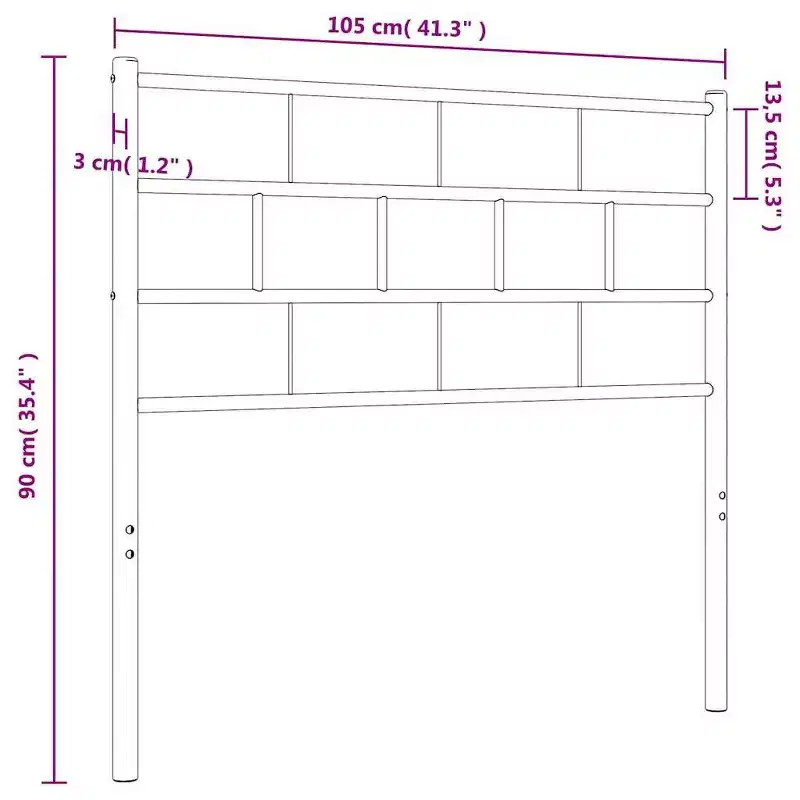 vidaXL Metal Headboard, Powder-Coated Steel, Headboard Only