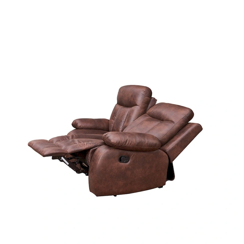 Vanity Art Brown Microfiber 2-Piece Reclining Loveseat with One Motion Sofa One Motion Loveseat Living Room Set - N/A
