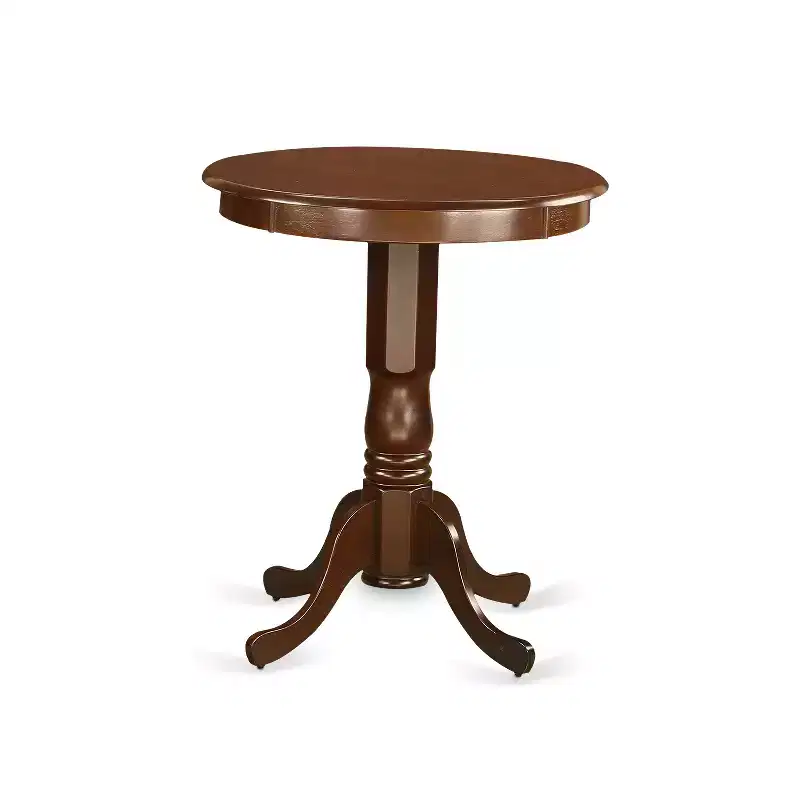 Round Pub Table Set, Mahogany/White, Seats 2, 3-Piece