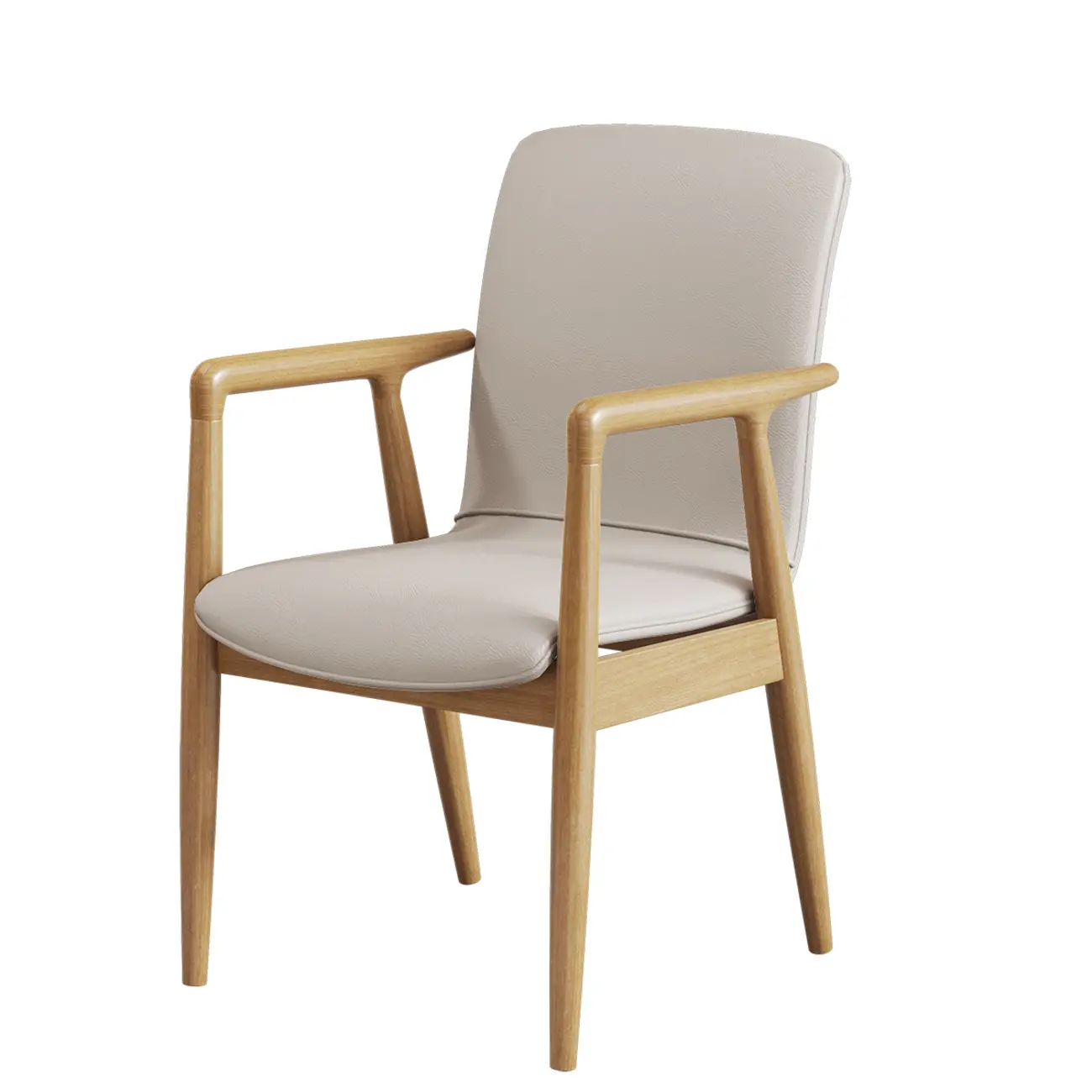 Modern Wood Faux Leather Upholstered Dining Armchair