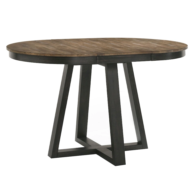 Harper Round Counter Table with Trestle-styled based, Brushed Brown & Pecan