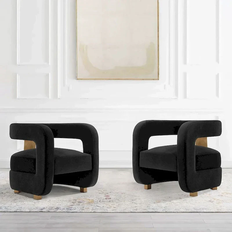 Velvet lounge chair two-piece set