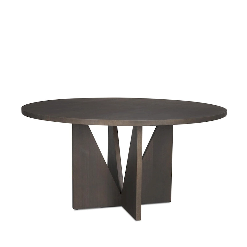 Tarro 60 Round Textured Espresso Wood w/ Geometrical Base Dining Table - 60.0L x 60.0W x 30.0H