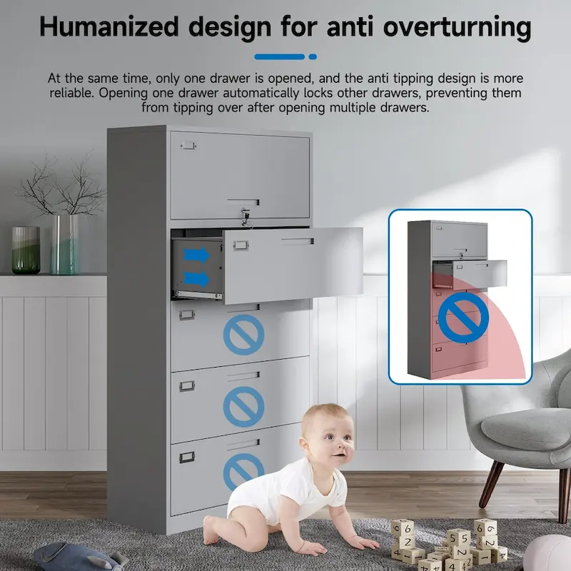 Steel Lateral File Cabinet with Lock