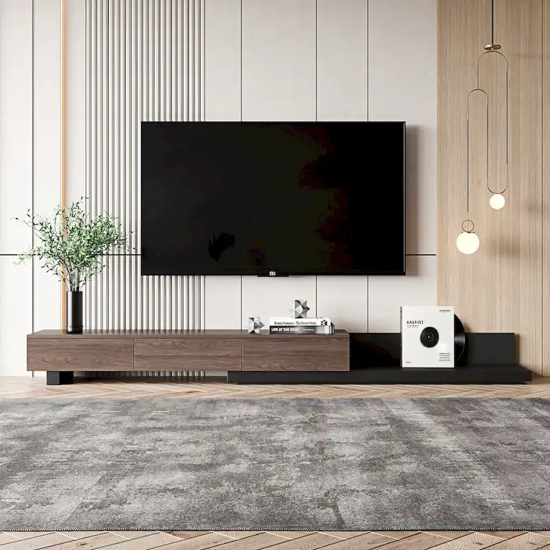Extendable TV Stand with 3 Drawers, 70.87