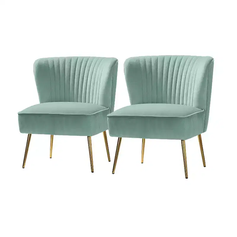 Quentin Velvet Accent Side Chair with Padded Seat Set of 2 | Karat Home