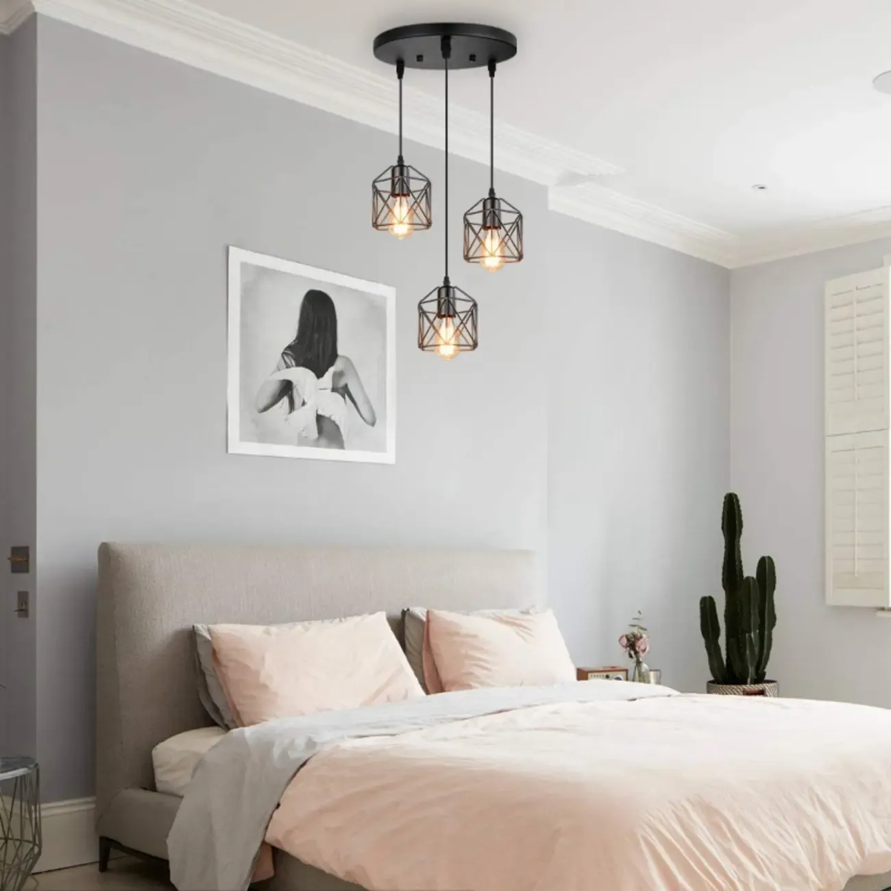 Industrial Black 1/3 Light Pendant Lights for Kitchen Island Hanging