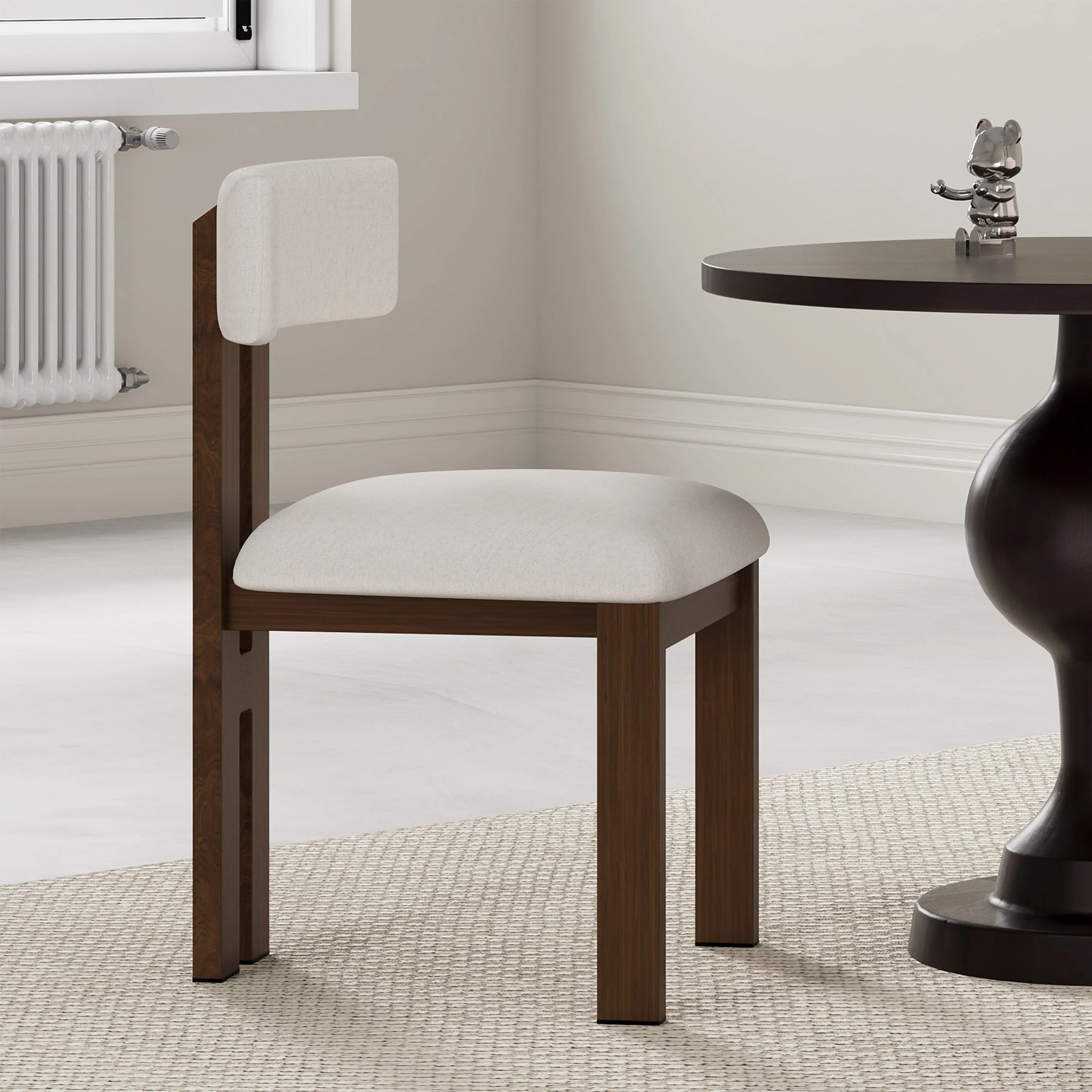 Set of 2 Modern Upholstered Dining Chairs Fabric with Sturdy Iron Frame