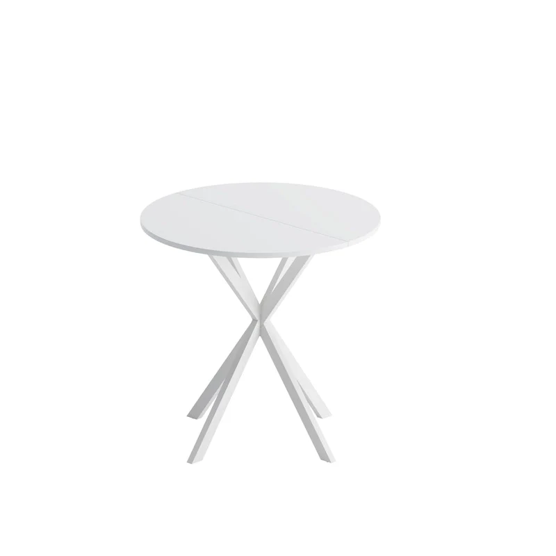 Modern Cross Leg Round Dining Table ,Two Piece Removable Top