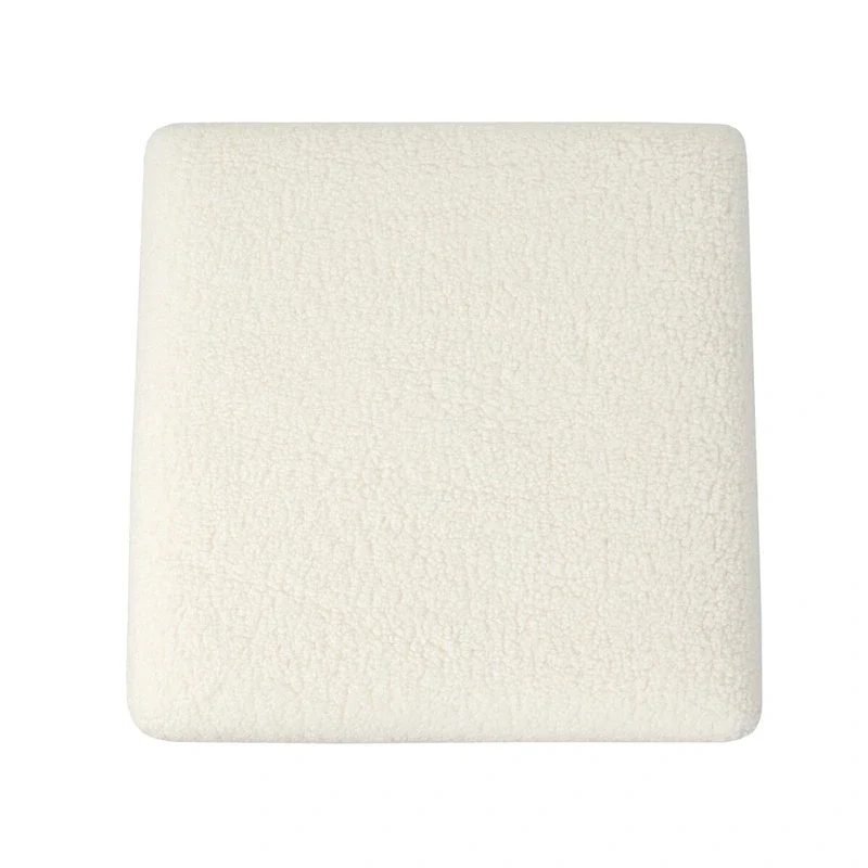 Side Table Foot Stool Padded Boucle Ottoman with Wood Legs