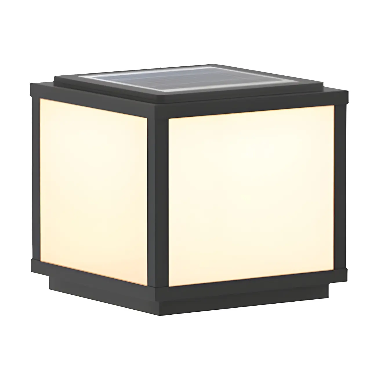 Modern Black Strip Cube Solar Outdoor Post Lights