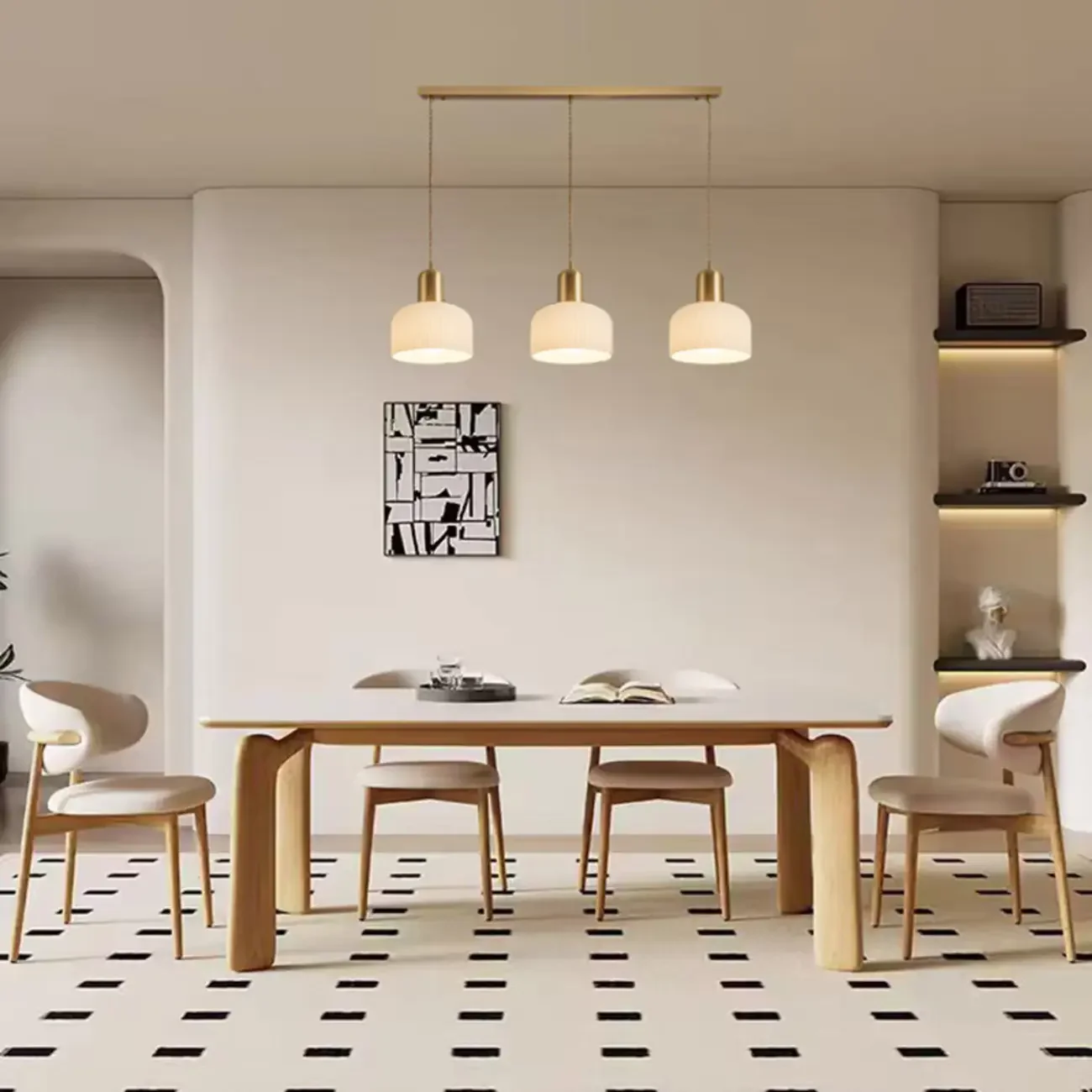 Modern Gold White Cylinder Glass Island Light