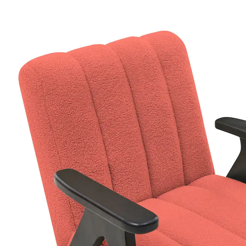 Roundhill Furniture Rella Modern Teddy Sherpa Fabric Accent Chair with Espresso Wood Frame