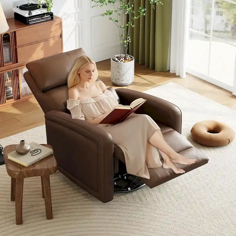 Manual Reclinder, 360 Swivel Rocking Glider Reclinder Chair with Ergonomic Backrest