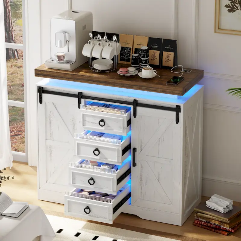 5 Drawer Accent Cabinet With Led Light - N/A