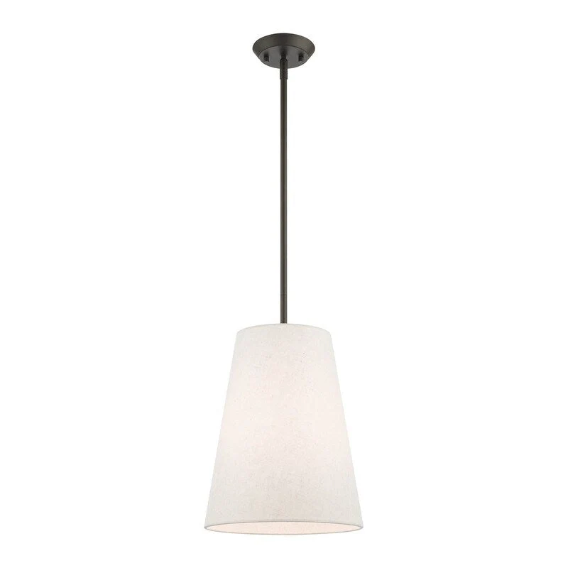 Livex Lighting 1 Light Bronze Pendant, 41387-07 - 11  Dia x 19.25  - 49.25  Adj. H