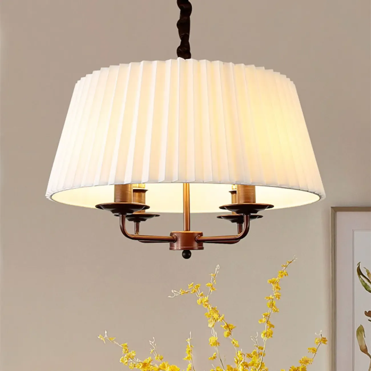 Adjustable Classic Metal White Drum Chandelier