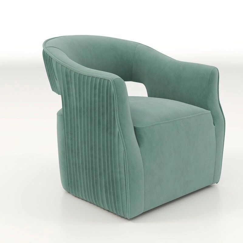 SEYNAR Modern Glam Velvet 360 Degree Swivel Open-Back Accent Armchair