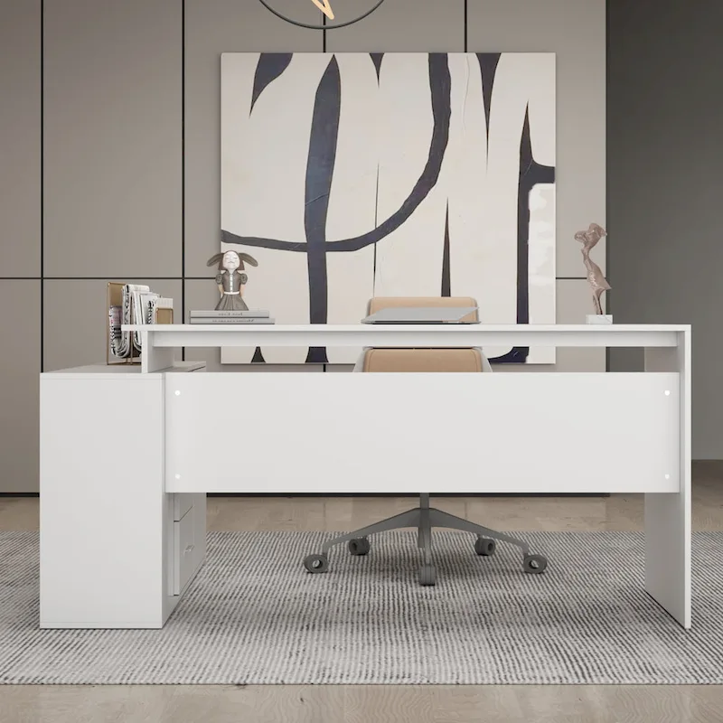 Timechee Home Office Computer Desk Corner Desk 55-inch Writing Table