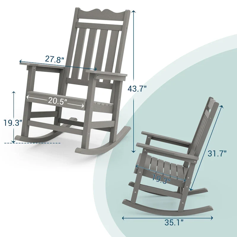 BONOSUKI Patio Adirondack Rocking Chair,Fire Pit Chair Weather Resistant