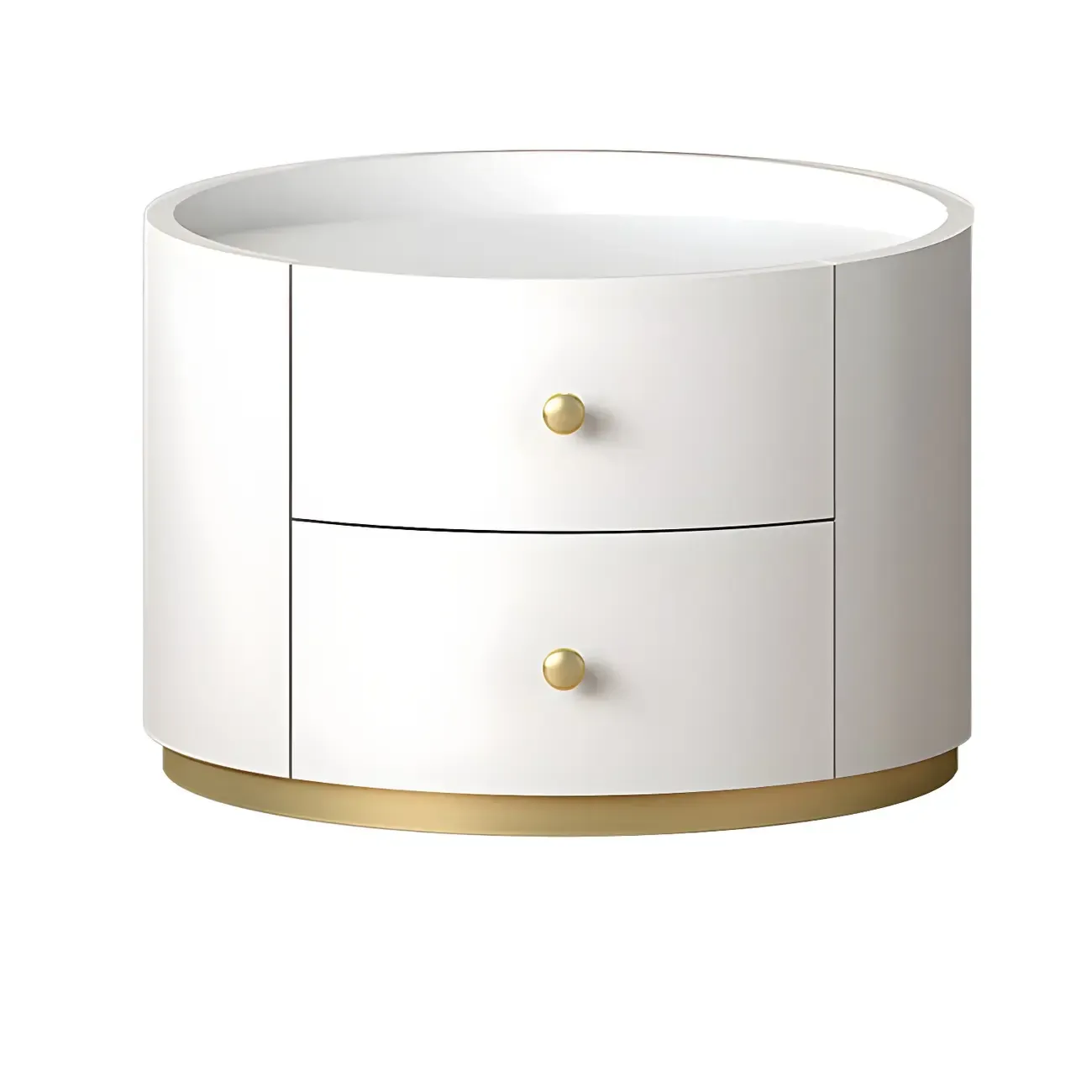 Glam Manufactured Wood Round 2-Drawer Nightstand