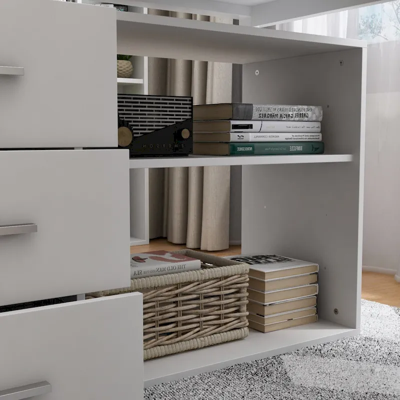 L-Shape Executive Desk - Brown Wood Finish - Single User