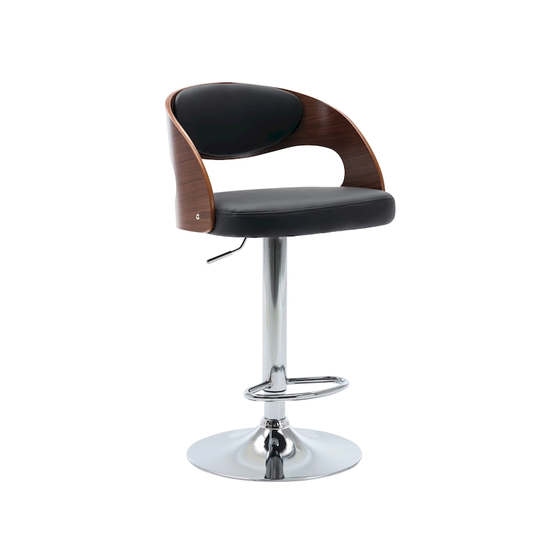 Porthos Home Ezra Height Adjustable Bar Stool, PU Leather, Chrome Base