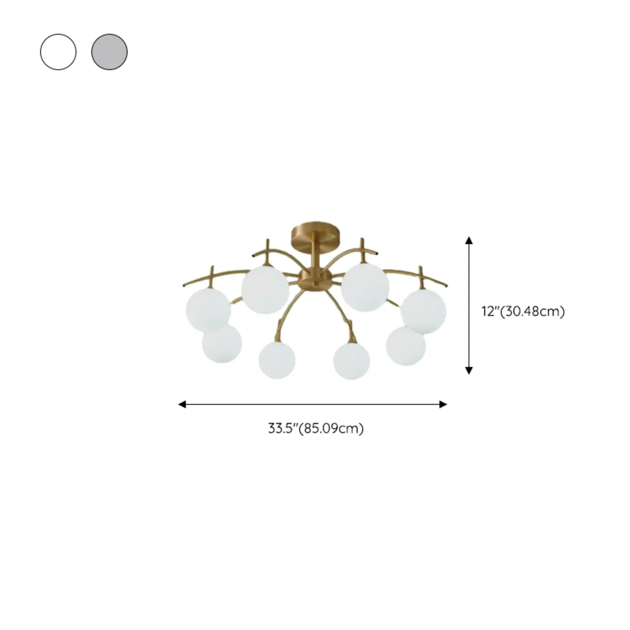 Classic Large Globe Glass Golden Semi Flush Mount Ceiling Light