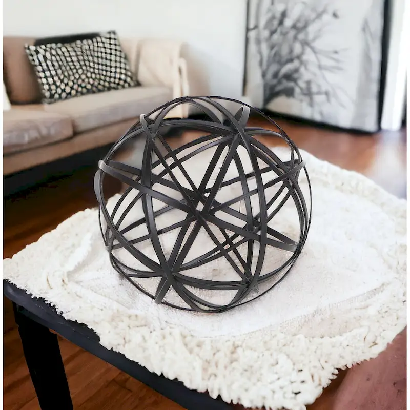 HomeRoots 6  Black Murano Glass Hand Painted Tabletop Sculpture - 6.25' X '6.25' X '6.25