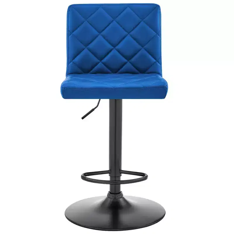 Duval Adjustable Barstool with Faux Leather and Metal Finish - Armen Living