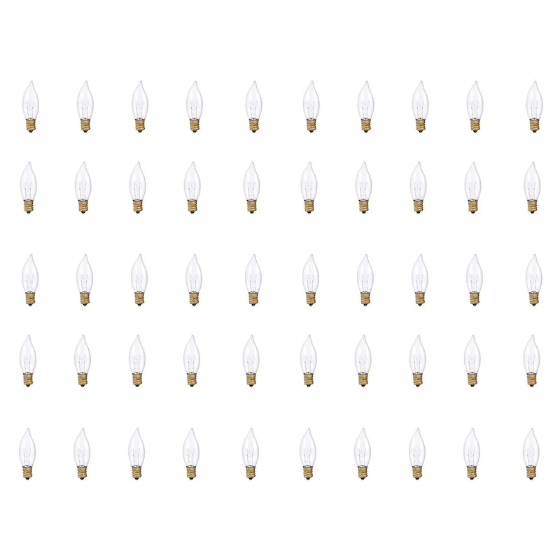 Bulbrite Pack of (50) Dimmable Clear Flame Candelabra (E12) Incandescent Bulb