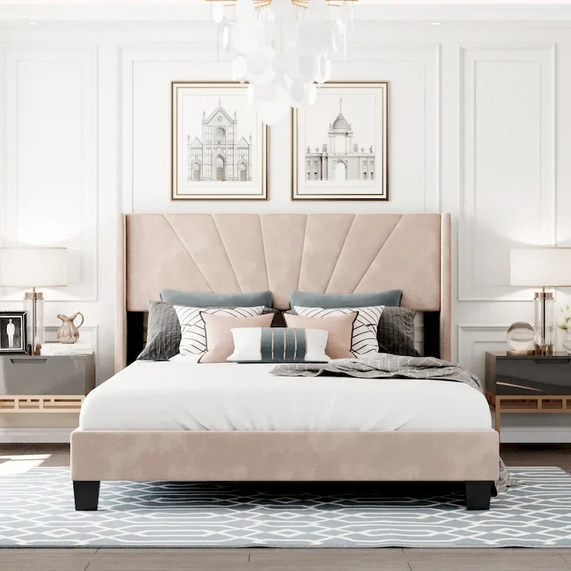 Velvet Upholstered Platform Bed