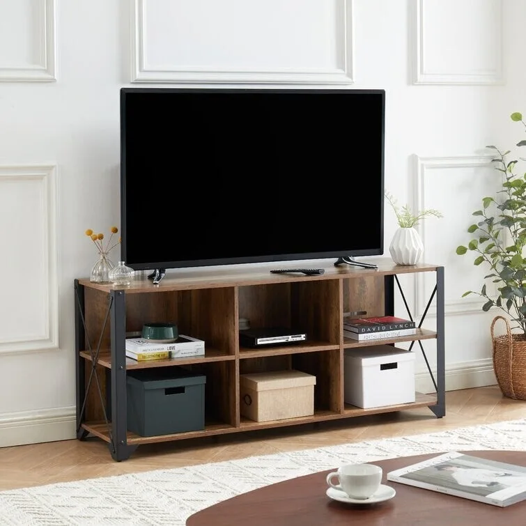 Wood Media Console TV Stand Entertainment Center