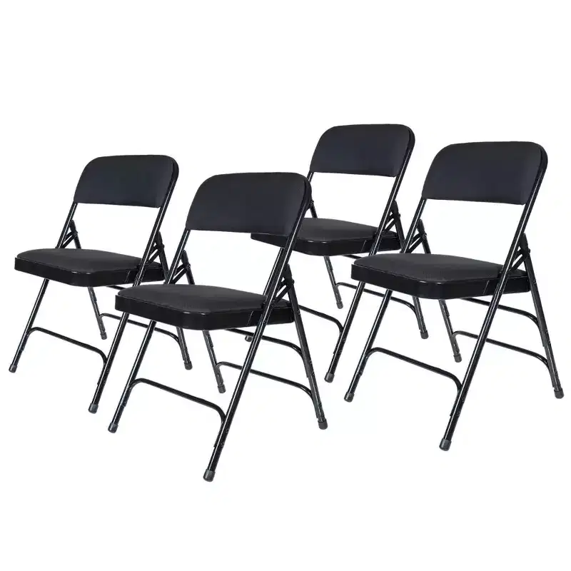 Set of 4 Deluxe Fabric Padded Triple Brace Folding Chairs - Hampden Furnishings