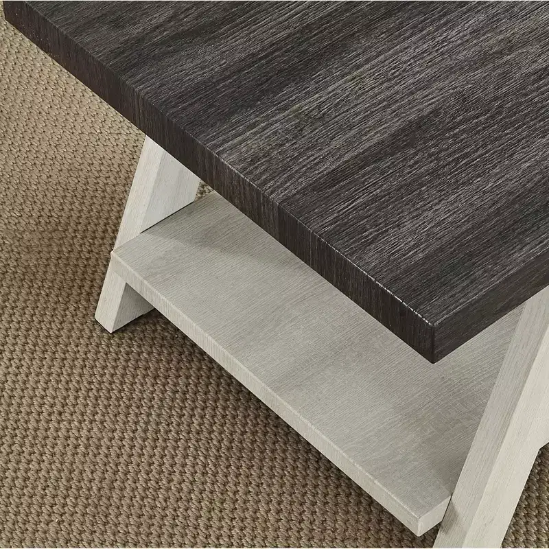 Two-Tone Wood Shelf Side Table – Weathered Charcoal & Beige, MDF, 23.5x14x22 in