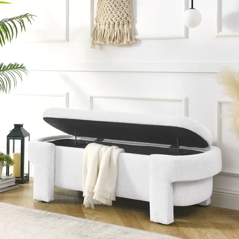 Chenille Upholstered Bench