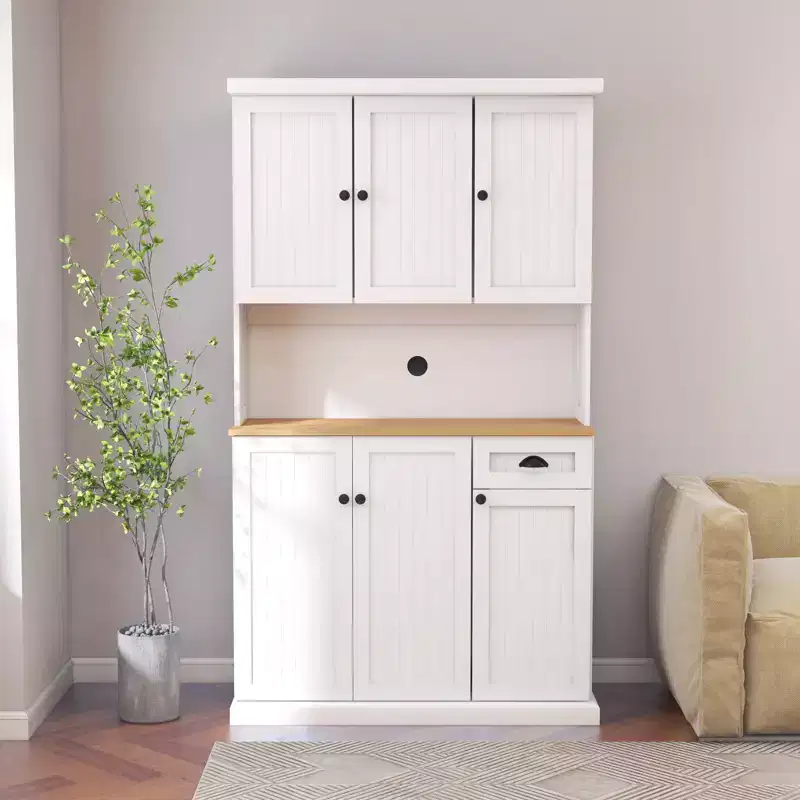 AndMakers Wood 39.76 in. Pantry Cabinet with Adjustable Shelves