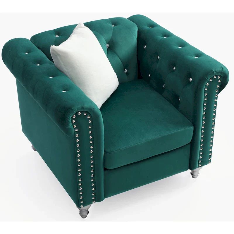 Raisa Velvet Crystal Accent Chair