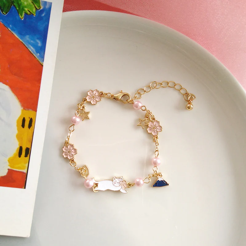 Luninana Bracelet - White Sakura Cat Bracelet YBY004