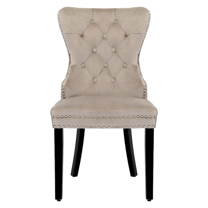 Grandview Tufted Wingback Dining Chair (Set of 4) with Nailhead and Ring Pulls